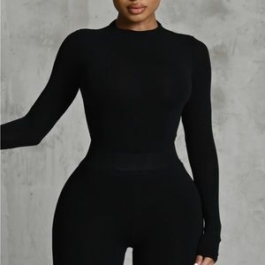 Matte Collection black long sleeve body suit